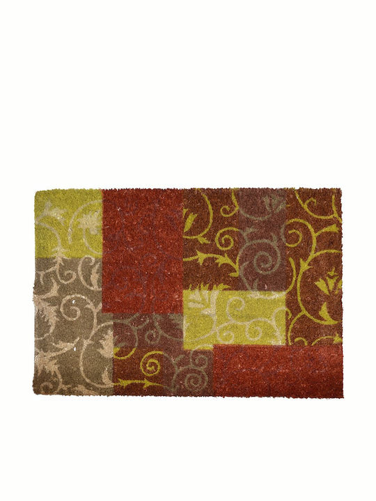 Coconut Fiber with Non-Slip Underside Doormat Baroque Design Brown 50x75cm