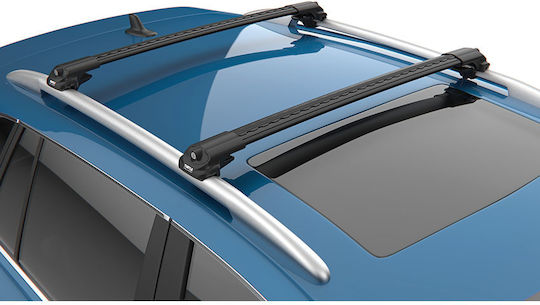 Turtle Μπάρες Οροφής Αλουμινίου Air1 για Peugeot Bipper Fiat Fiorino / Qubo Citroen Nemo (Σετ με πόδια) Μαύρες