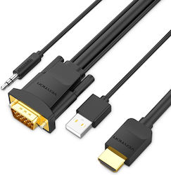 Vention To Vga HDMI male - USB-A male / VGA male 1.5m Μαύρο