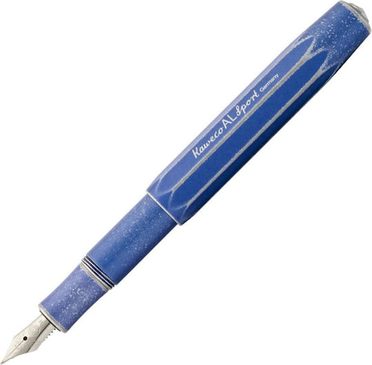 Kaweco Al Sport Stonewashed Füllfederhalter Broad Blau aus Aluminium mit Blauer Tintenfarbe