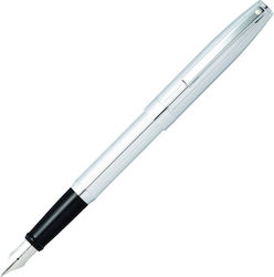 Sheaffer Sagaris Chrome Füllfederhalter Mittel Silber mit Blau Tintenfarbe Sheaffer Sagaris Chrome Füllfederhalter Mittel Silber mit Blau Tintenfarbe