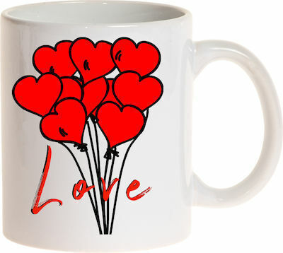 Love & Hearts Cană Ceramică Albă 325ml