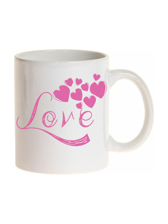 Love Cană Ceramică Albă 325ml 1buc