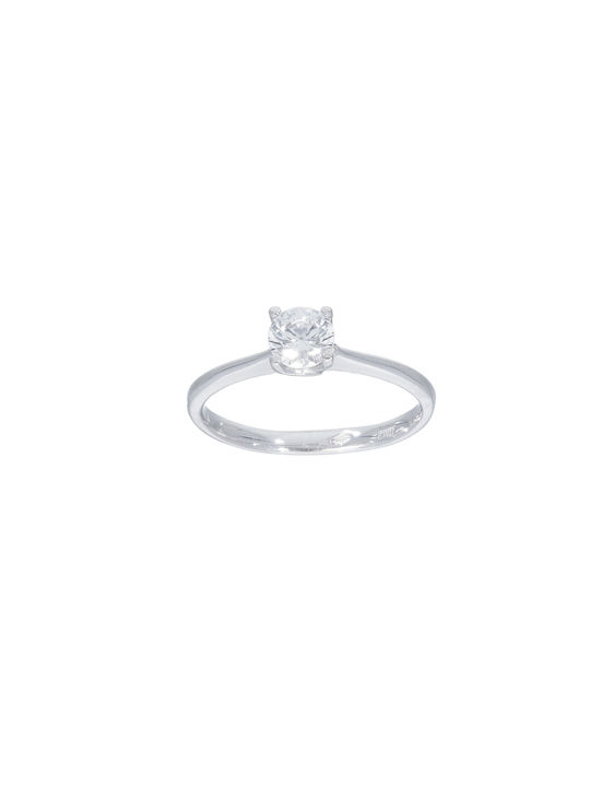 Mentzos Single Stone from White Gold 14K