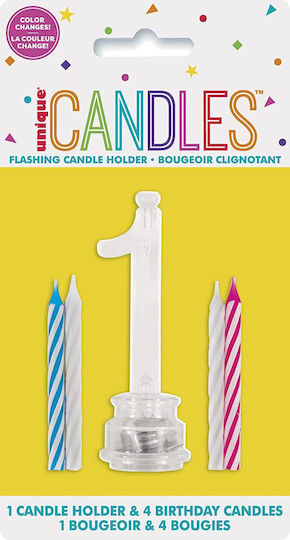 Unique Number 1 Flashing Candle Holder Birthday Candle Candle Genethlion Arithmos 1 U37531