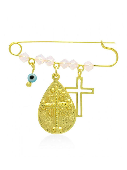 Child Safety Pin made of Gold Plated Silver with Constantinato for Girl