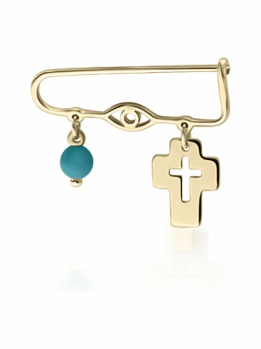 Ekan Child Safety Pin made of Gold 14K with Cross