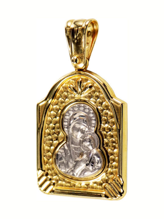 Roloi Kaliamanis Pendant Kids Talisman with the Virgin Mary made of Gold 14K PM1116