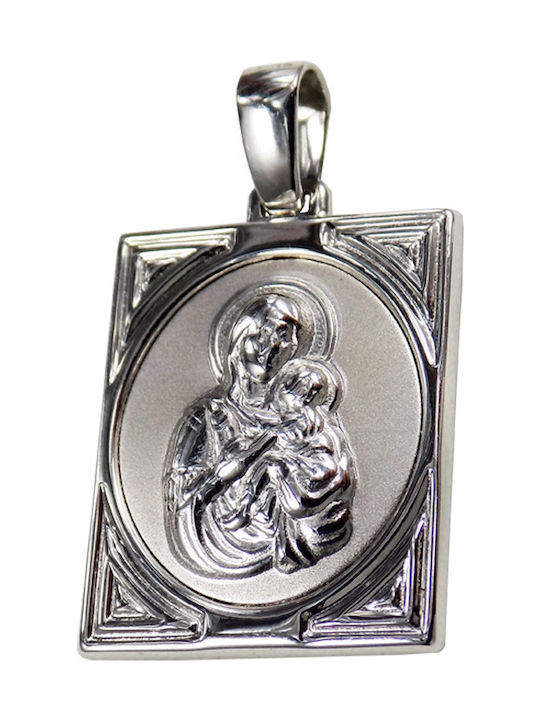 Roloi Kaliamanis Pendant Kids Talisman Double Sided Konstantinato made of White Gold 14K PM1033