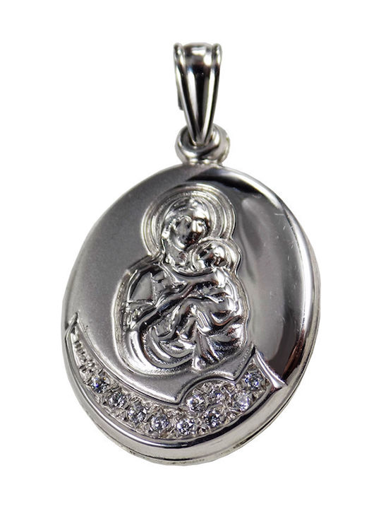 Roloi Kaliamanis Pendant Kids Talisman Double Sided Konstantinato made of White Gold 14K PM1032
