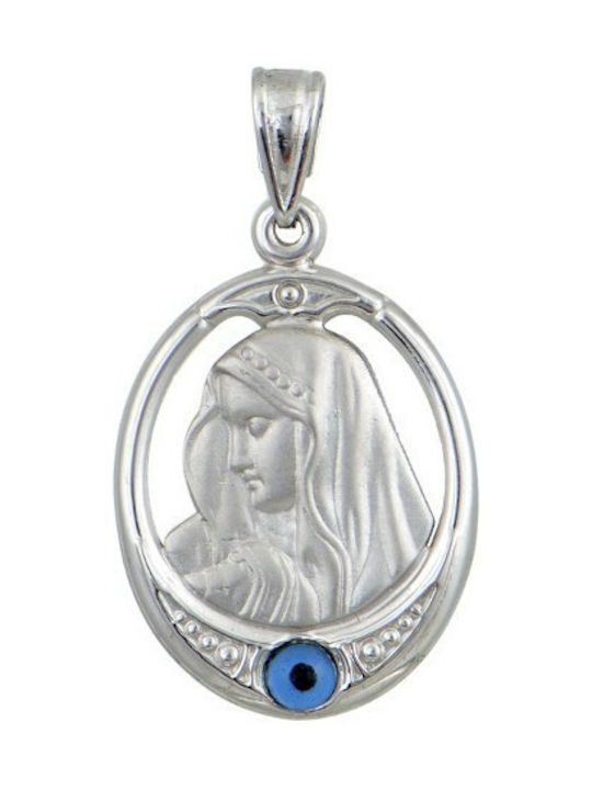 Pendant Kids Talisman with Virgin Mary from White Gold 9K PD11066