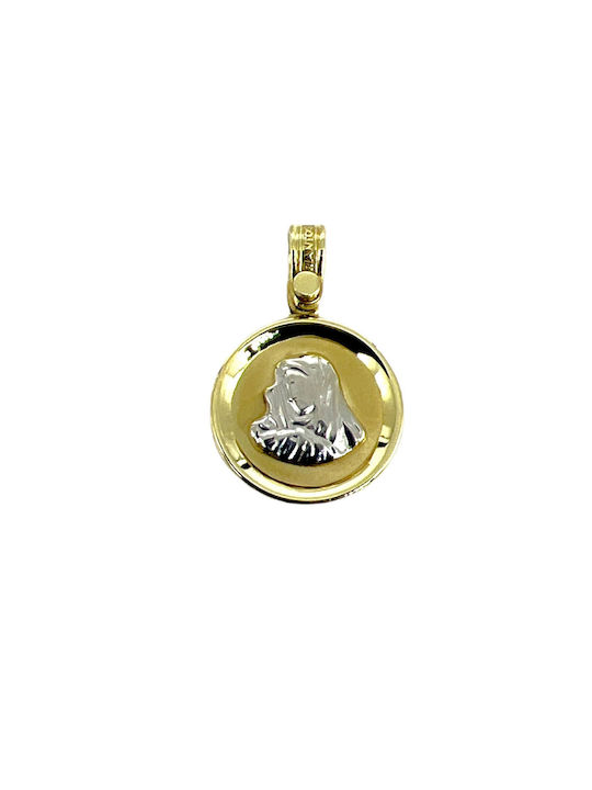 Anhänger Kinder Amulett mit der Jungfrau Maria aus Gold 14K KN1017_IT