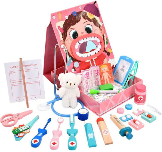 Marionette Wooden Toys Kids Medical Set Made of Wood for 3+ Years 136988-Pink
