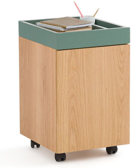 Office Cabinet from MDF with Oak Wheels 35x42x57cm