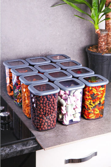 Hermia Set of 12pcs Jars General Use with Lid Plastic Gray 1200ml