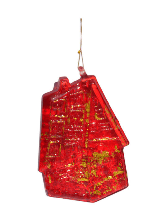 Christmas Glass House Ornament Red