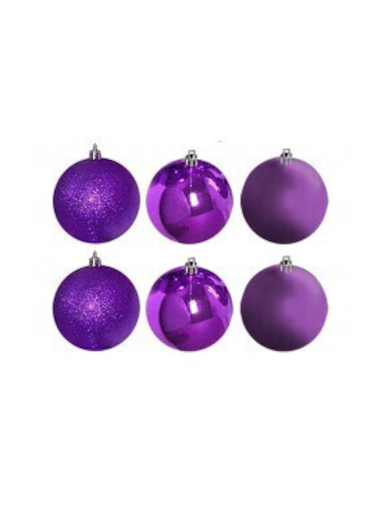Ornament de Crăciun Bilă Violet cu Pulbere de Aur cu Paiete 8buc Set 6buc
