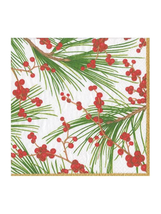 Caspari Set of Christmas Napkins Disposable L25xW25cm. 20pcs