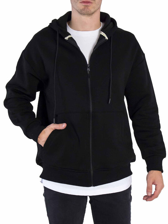 Huxley & Grace Men's Sweatshirt Jacket with Hood and Pockets Black