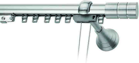 Enis by Domus Gestreift Einweg Vorhangschiene mit Mechanismus Matt Nickel 240εκ. P39-9289-4-61