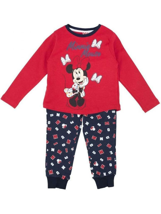 Disney Kids Pajamas Winter Cotton Red Minnie