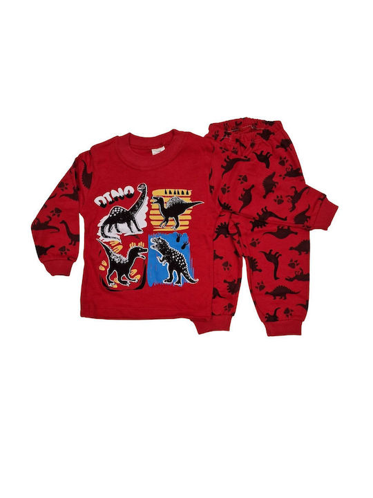 Supermini Kids Pyjamas Winter Cotton red Dinosaur