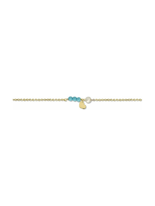 Ekan Kinderarmband Kette aus Gold 14K mit Steine & Herz