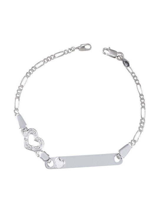 Mparliakos Kids Bracelet ID from White Gold 14K with Heart