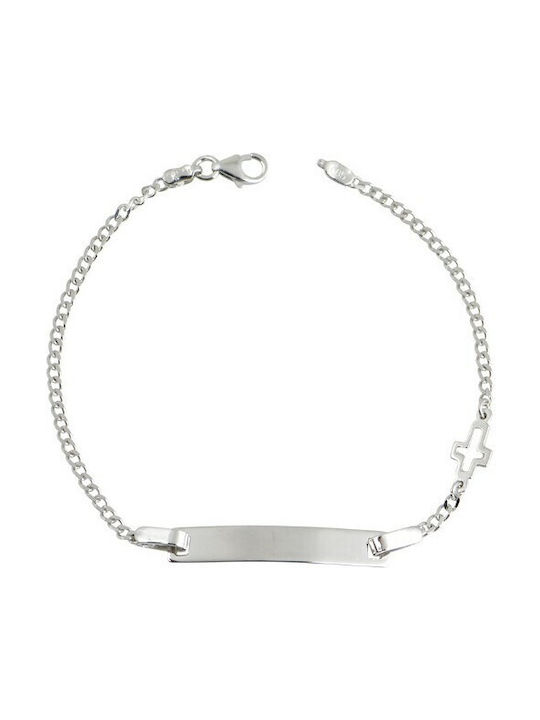 Mparliakos Kids Bracelet ID from White Gold 14K with Σταυρό