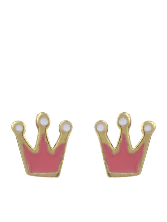 Kids Earrings Studs Crowns made of Gold 14K