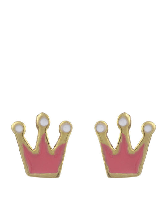 Kontopoulos Kids Earrings Studs Crowns from Gold 14K