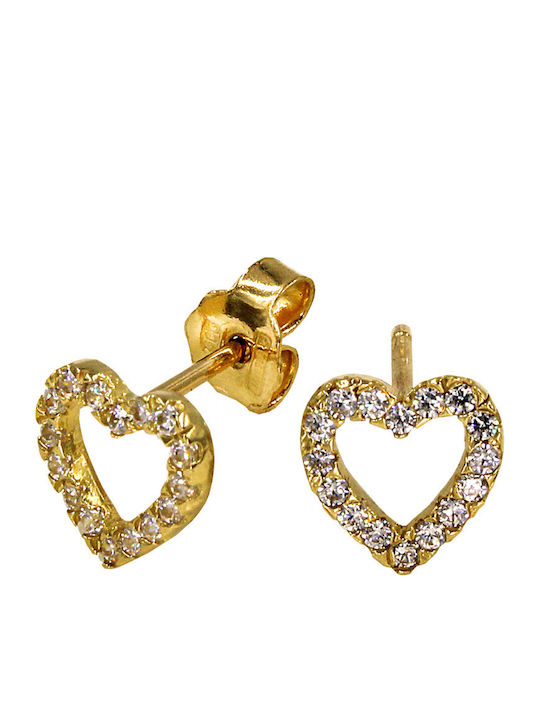 Roloi Kaliamanis Kids Earrings Studs Hearts from Gold 14K