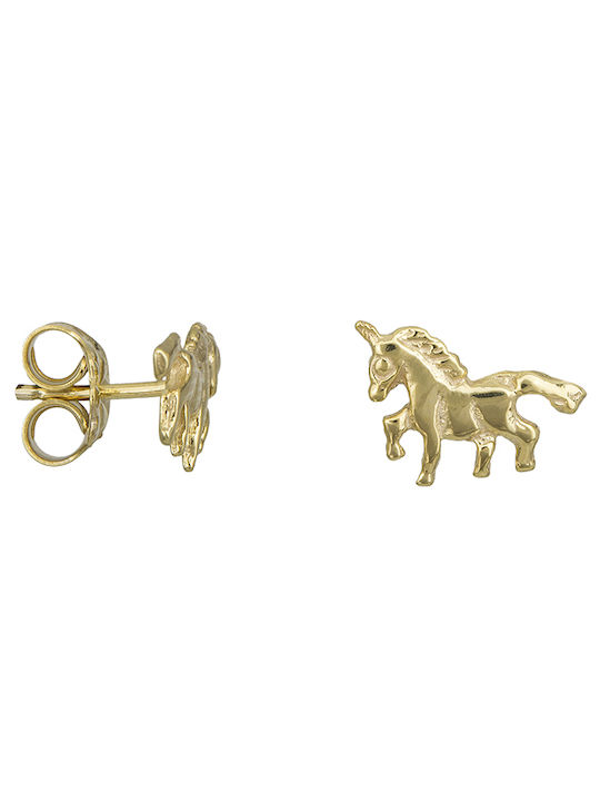 Kids Earrings Studs Unicorns made of Gold 14K