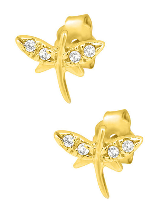 Kids Earrings Studs Butterflies made of Gold 9K