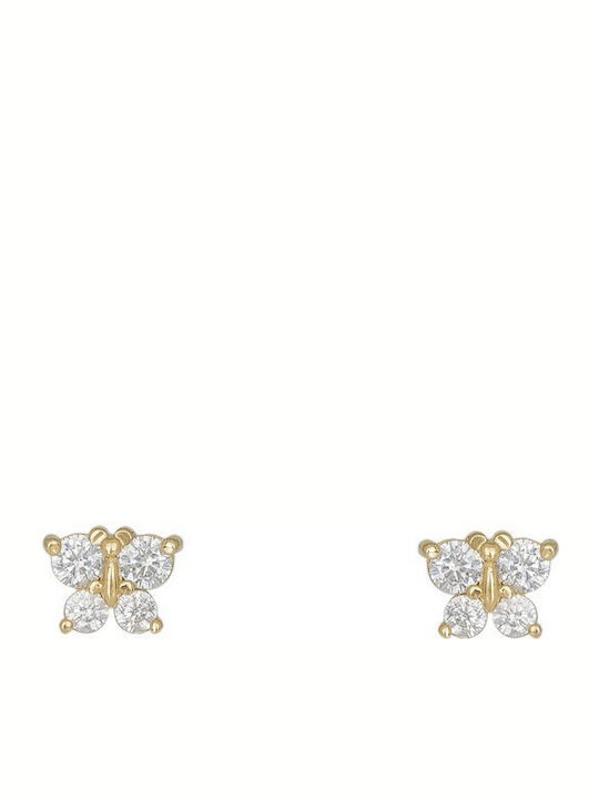 Kids Earrings Studs Butterflies made of Gold 14K