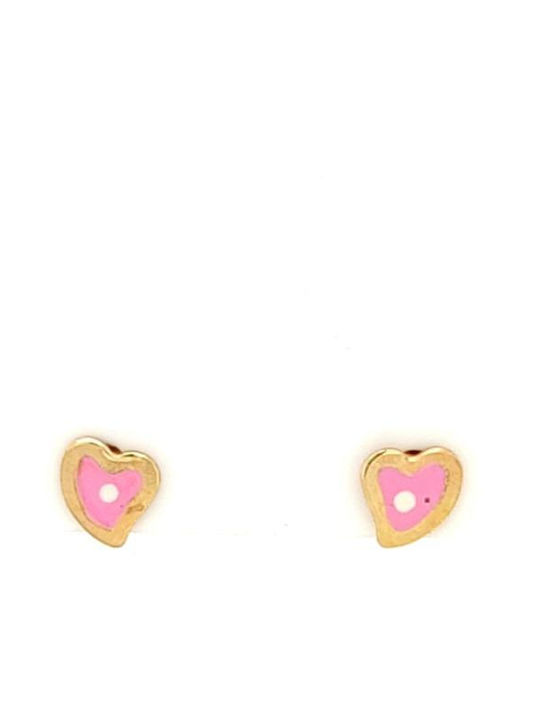 Kids Earrings Studs Hearts made of Gold 14K