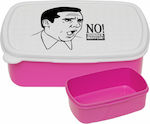 Office Michael No Kids Lunch Plastic Box Pink L18xW13xH6cm