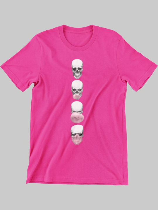 Детска тениска Фуксия Skull Bubble