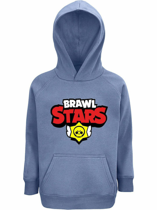 Παιδικό Φούτερ με Κουκούλα και Τσέπες Blue-Brawl Stars Brawl Stars