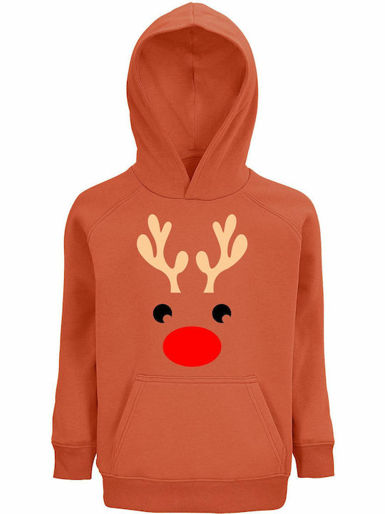 kirikoko Παιδικό Φούτερ με Κουκούλα και Τσέπες Sweet Orange Rudolph The Red Nosed Reindeer, Christmas