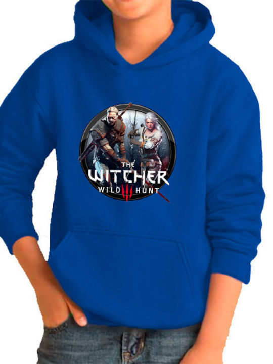 Παιδικό Φούτερ με Κουκούλα και Τσέπες Μπλε Witcher 3