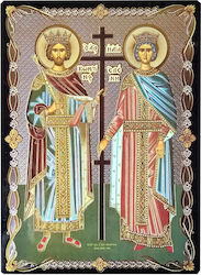 S&K Image Sts. Constantine & Helen Wooden 6.5x9.5cm