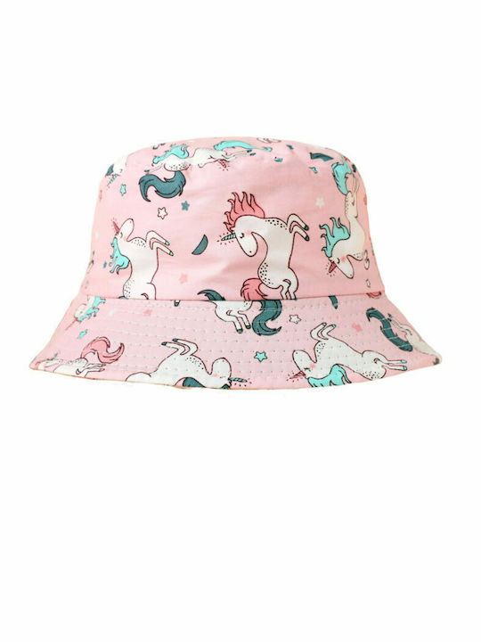 Kids' Hat Bucket Fabric “unicorn” 52cm Pink