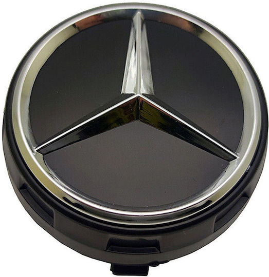 Τάπα Κέντρου Ζάντας Mercedes Benz με Εσωτερική Διάμετρο 75mm Μαύρο 1τμχ