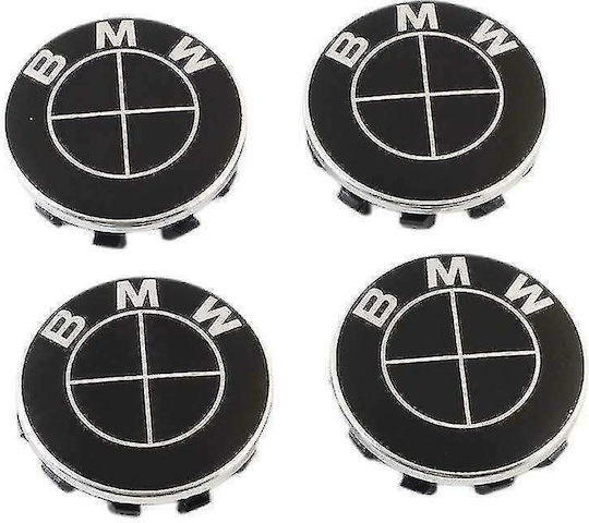 Wheel Center Caps Bmw with 68mm Internal Diameter Black 4pcs