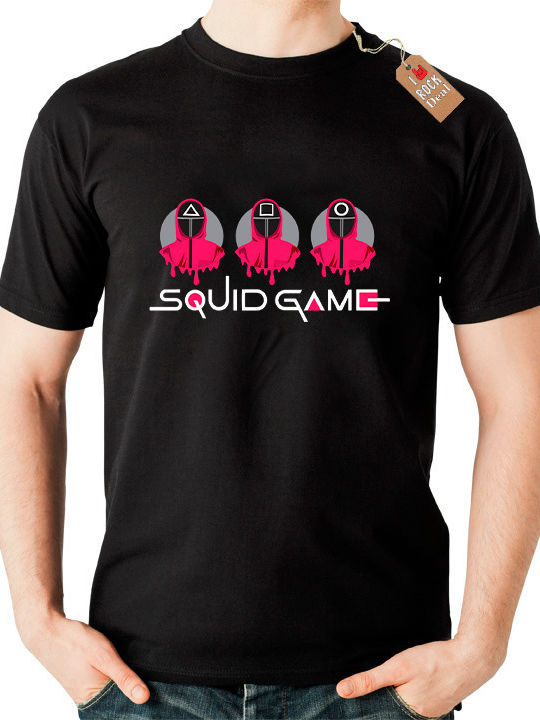 Rock Deal Squid Game 2 Logo T-shirt Black Cotton