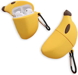 Case Silicone with Hook in Yellow color for Apple AirPods 1 / AirPods 2 Case Silicone with Hook in Yellow color for Apple AirPods 1 / AirPods 2