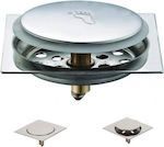 Pop Up Oțel inoxidabil Valve Shower with Overflow and Size 12x12cm Silver