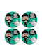 Koupakoupa Round Wooden Green Coasters 4pcs