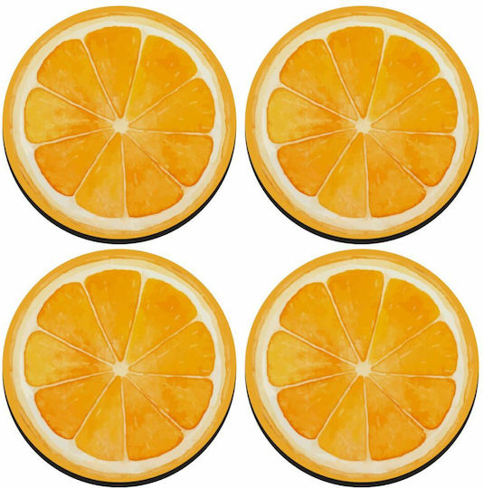 Koupakoupa Rund Untersetzer Hölzernes Orange 4Stück